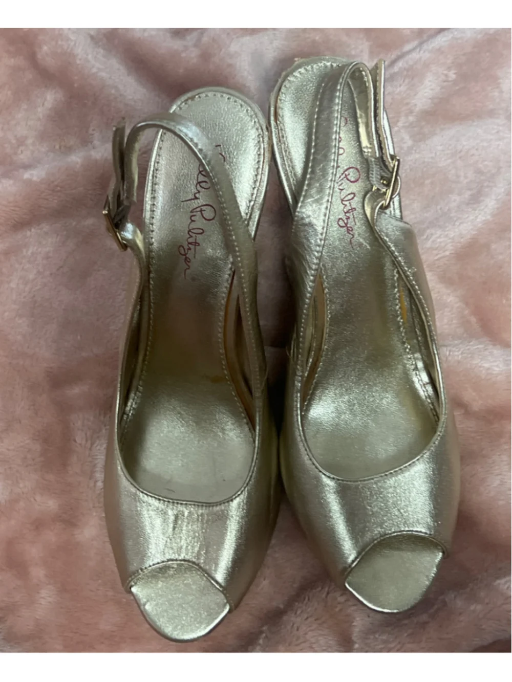 Women's Lilly Pulitzer Gold Wedge Sandals